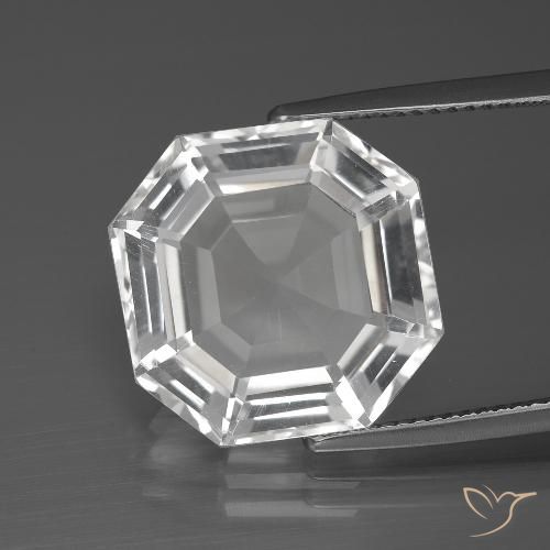 12.51ct 天然 清晰的白色 石英, 祖母绿式切割, VVS