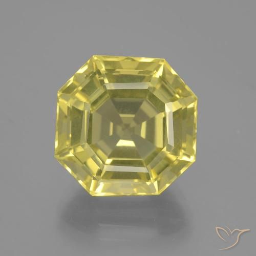 11.40ct 天然 淡菠萝黄 石英, 祖母绿式切割, VVS