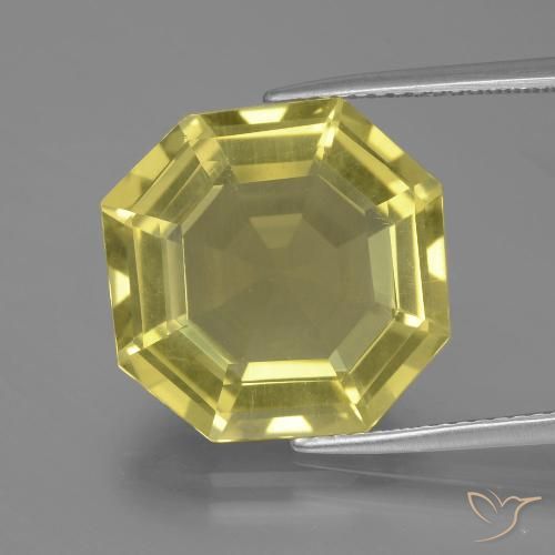 11.80ct 天然 淡菠萝黄 石英, 祖母绿式切割, VVS-VS