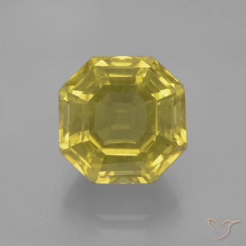 7.58ct 天然 中黄色 石英, 祖母绿式切割, VS