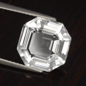 4.57克拉天然白色石英，祖母绿式切割，11.1×11毫米，VVS
