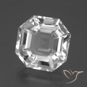 10.48克拉天然白色石英，祖母绿式切割，13.9×13.8毫米，VVS-VS