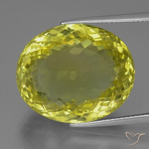 30.47ct 天然 中黄色 石英, 椭圆形, VVS