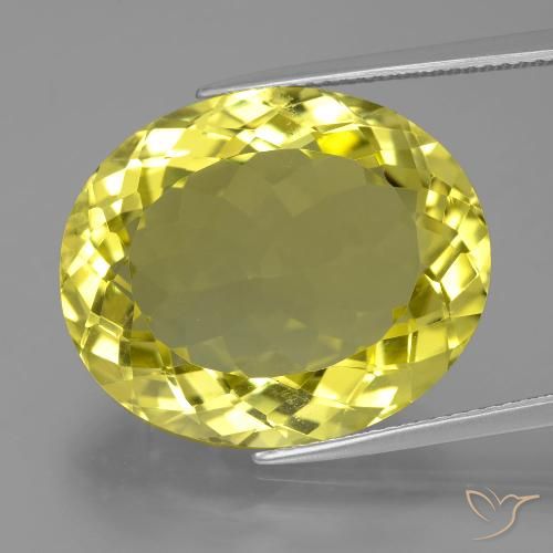 24.07ct 天然 中黄色 石英, 椭圆形, VVS