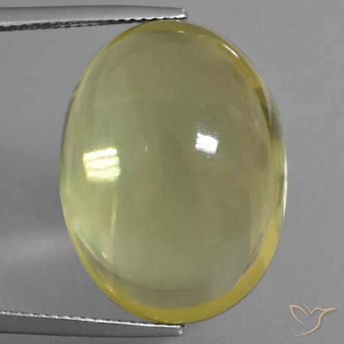 33.71ct 天然 浅金黄色 石英, 椭圆形, 透明