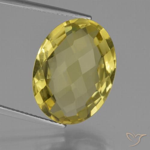 15.41ct 天然 淡黄色 石英, 椭圆形, VS