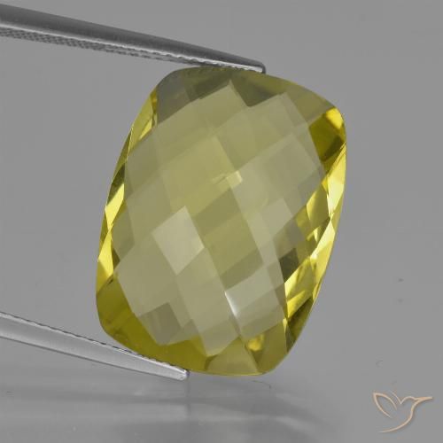 15.22ct 天然 淡黄色 石英, 软垫, VVS