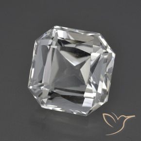 11.26克拉天然白色石英，祖母绿式切割，13.1×12.8毫米，VVS