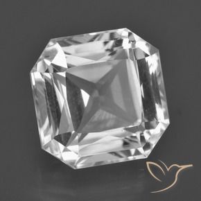 8.72克拉天然白色石英，祖母绿式切割，12.4×12.3毫米，VVS