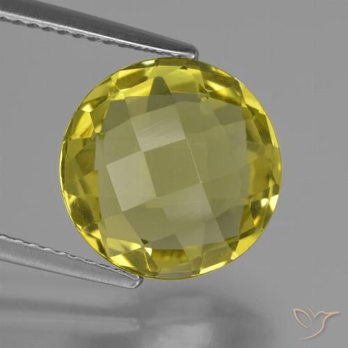 5.28ct 天然 中黄色 石英, 圆形的, VVS-VS