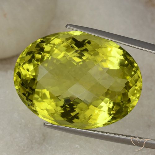 39.34ct 天然 绿黄色 石英, 椭圆形, VVS