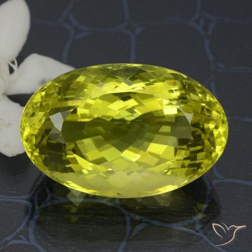 38.11ct 天然 中黄色 石英, 椭圆形, VVS-VS