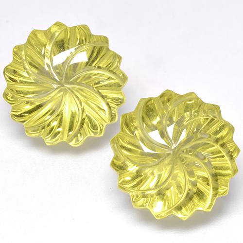 24.54天然黄色石英，花形切工，14.9×14.8毫米，透明