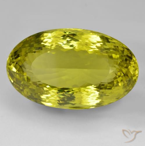 97.05ct 天然 绿黄色 石英, 椭圆形, VVS