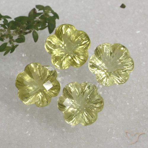 14.29ctw 天然 绿黄色 石英, 花形切割, 透明