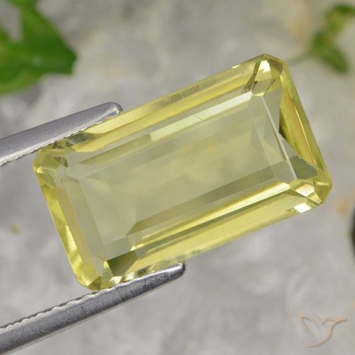 5.64ct 天然 淡黄色 石英, 祖母绿式切割, VS