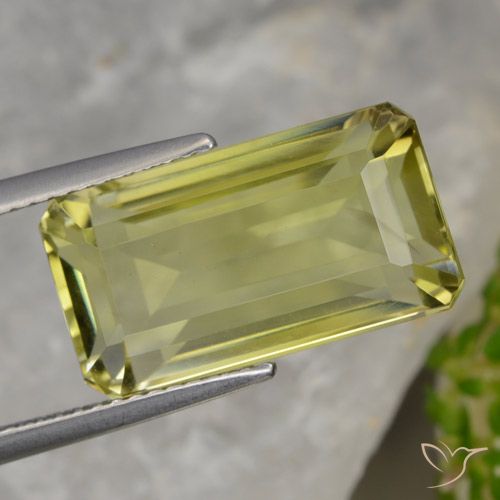 10.68ct 天然 菠萝黄 石英, 祖母绿式切割, VVS