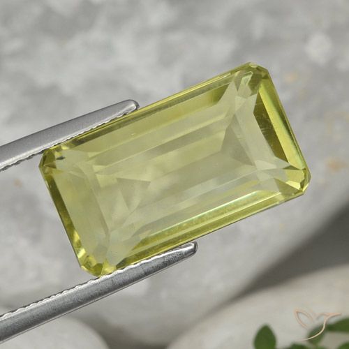 8.13ct 天然 中黄色 石英, 祖母绿式切割, VVS-VS