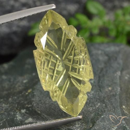 8.48ct 天然 淡黄色 石英, 榄尖形, 透明
