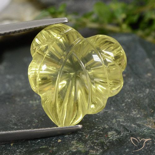 12.97ct 天然 中黄色 石英, 花形切割, 透明