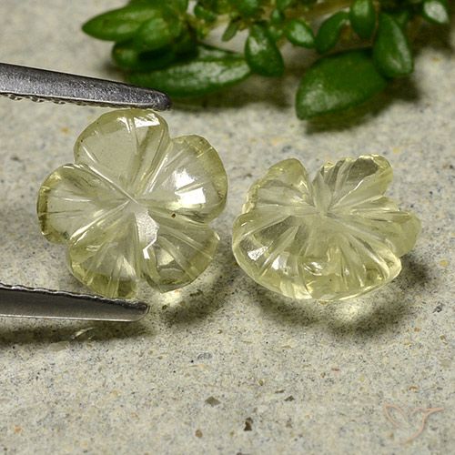 2.00ctw 天然 中黄色 石英, 花形切割, 透明