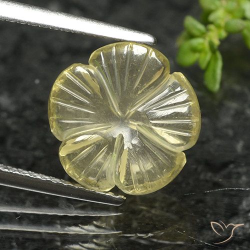 4.12ct 天然 中黄色 石英, 花形切割, 透明