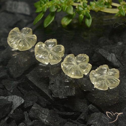 5.06ctw 天然 淡奶油黄色 石英, 花形切割, 透明