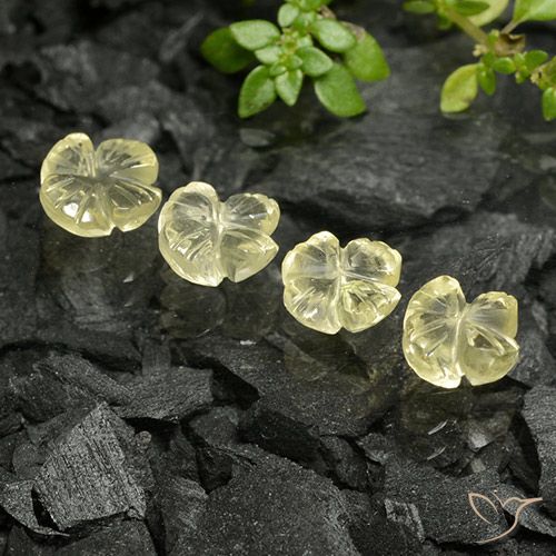 4.36ctw 天然 淡奶油黄色 石英, 花形切割, 透明