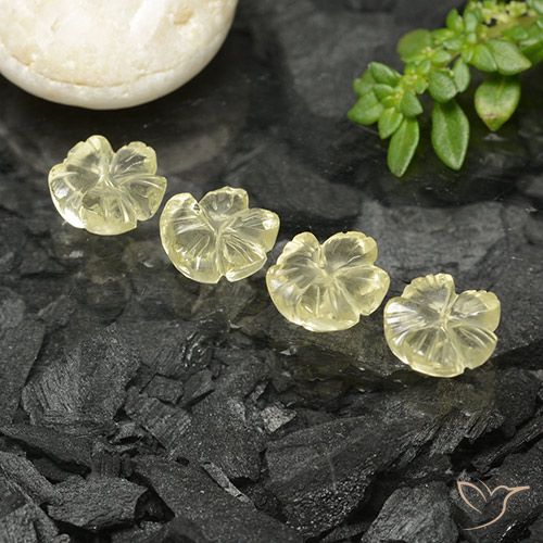 5.11ctw 天然 淡奶油黄色 石英, 花形切割, 透明