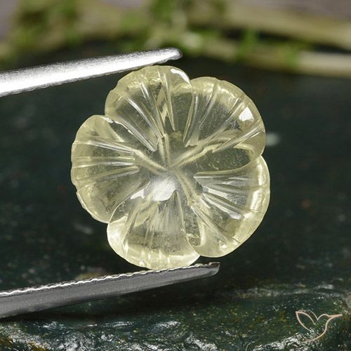 4.25ct 天然 中黄色 石英, 花形切割, 透明