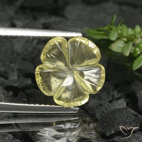 3.38ct 天然 中黄色 石英, 花形切割, 透明