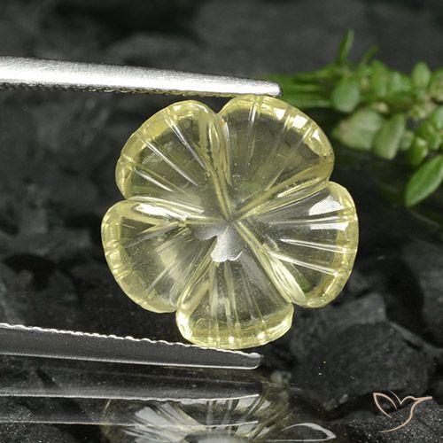 4.17ct 天然 中黄色 石英, 花形切割, 透明