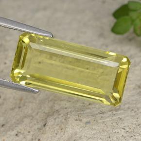 8.57克拉天然黄色石英，祖母绿式切割，17.7×8.1毫米，VVS-VS
