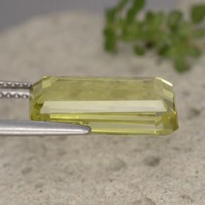 5.93克拉天然黄色石英，祖母绿式切割，15.3×8毫米，VVS-VS