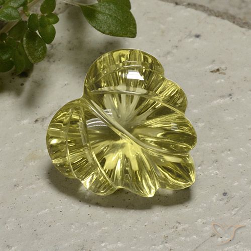 12.42ct 天然 中黄色 石英, 花形切割, 透明