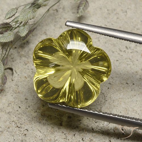 10.09ct 天然 拉古纳黄 石英, 花形切割, 透明