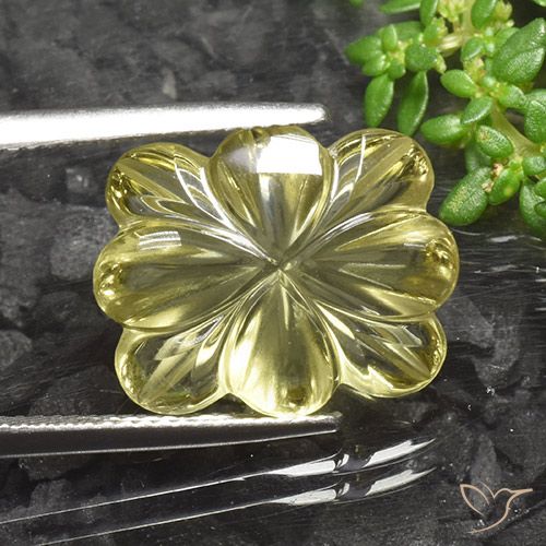 9.11ct 天然 中浅黄色 石英, 花形切割, 透明