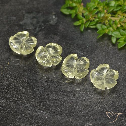 5.24ctw 天然 浅绿黄色 石英, 花形切割, 透明