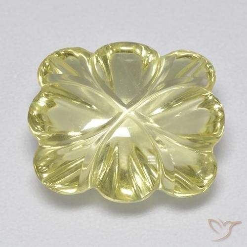 6.87ct 天然 浅绿黄色 石英, 花形切割, 透明