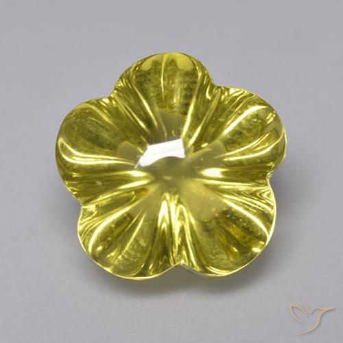 7.11ct 天然 中黄色 石英, 花形切割, 透明