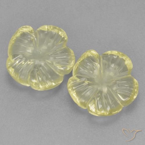 3.94ctw 天然 中黄色 石英, 花形切割, 透明