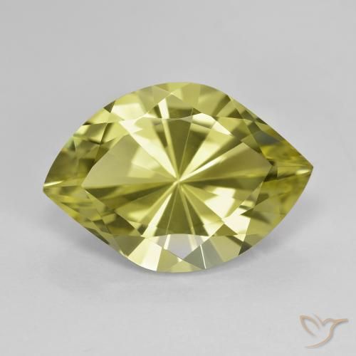 6.86ct 天然 暖土绿 石英, 榄尖形, VVS