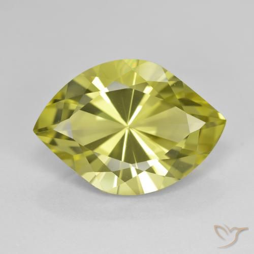 7.34ct 天然 黄绿色 石英, 榄尖形, VVS