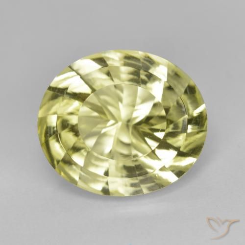 6.51ct 天然 绿黄色 石英, 椭圆形, VVS