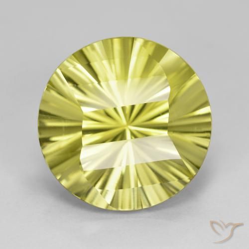 5.89 克拉黄色石英宝石| 圆形凹切| 11.9 mm | GemSelect