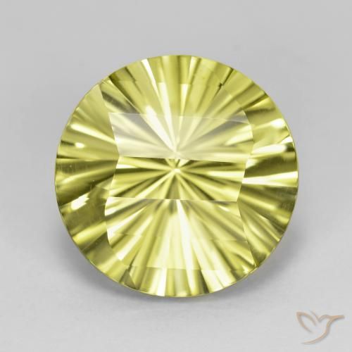 8.95ct 天然 绿黄色 石英, 圆形的, VVS