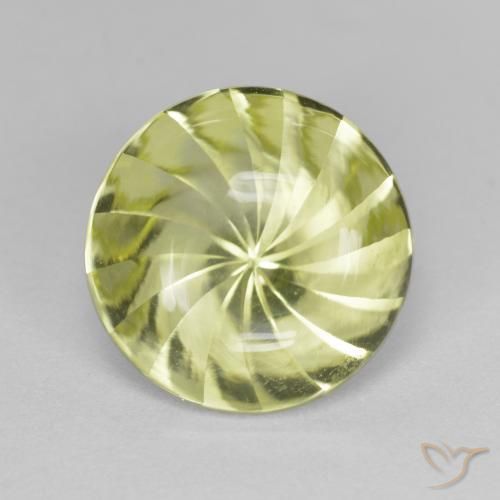 5.29ct 天然 黄绿色 石英, 圆形的, 透明