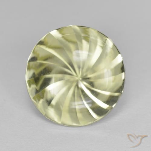 5.17ct 天然 浅绿黄色 石英, 圆形的, 透明