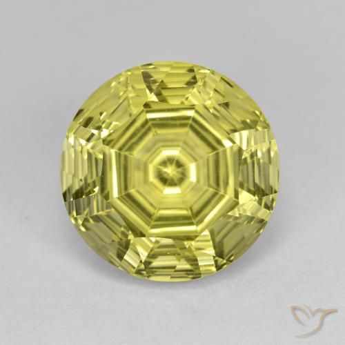 6.17ct 天然 绿黄色 石英, 圆形的, VVS