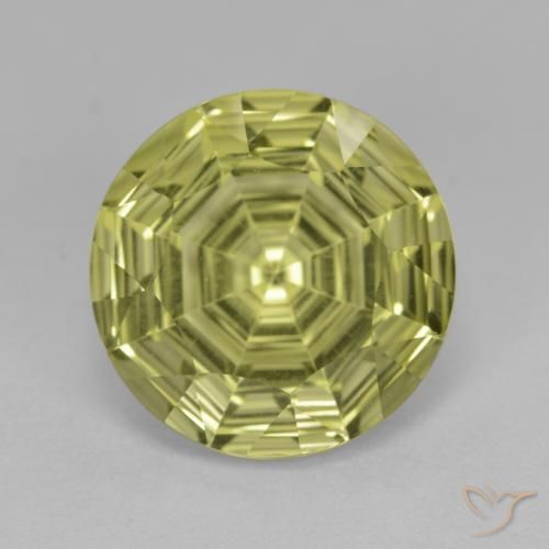 5.57ct 天然 中黄色 石英, 圆形的, VVS